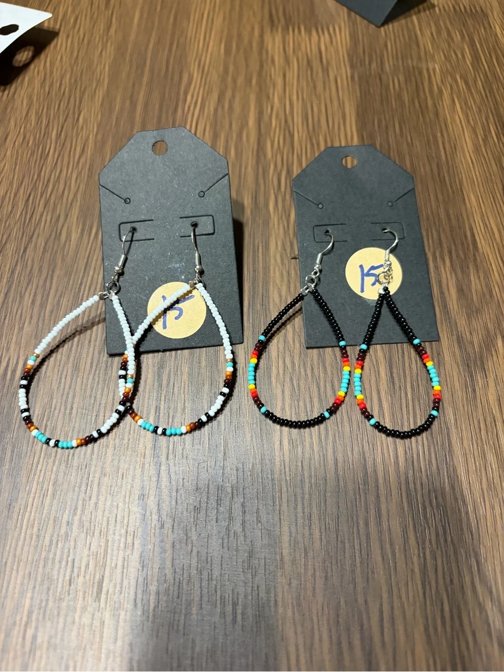 Handmade Beaded Teardrop Earrings - Multicolor